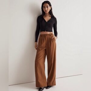 Madewell 6 Brown NG521 The Harlow Wide Leg High Rise Pleated Womens Pants